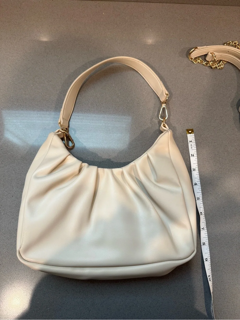 Cream Shoulder Bag with Detachable Strap